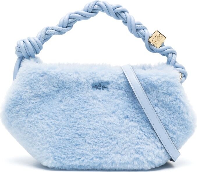 Ganni Blue Bou Mini Faux-Fur Tote Bag - ShopStyle