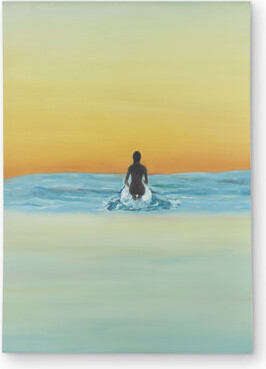 East Urban Home A Surfer Swimming by Dawn - Livingroom Man Outdoor Area Rug