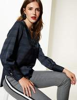 Thumbnail for your product : Marks and Spencer Checked Satin V-Neck Long Sleeve Blouse