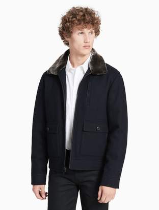 Calvin Klein cashmere blend faux fur jacket