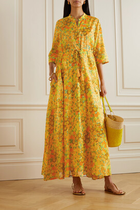 Tory Burch - Floral-print Cotton-voile Maxi Dress - Yellow