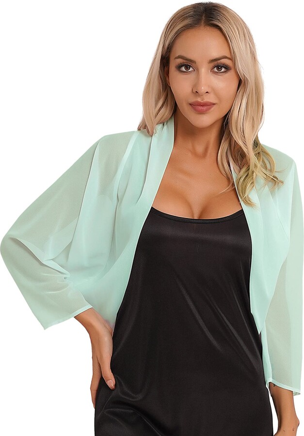 YiZYiF Womens Chiffon Cropped Shrugs Shawls Lightweight Summer Bolero