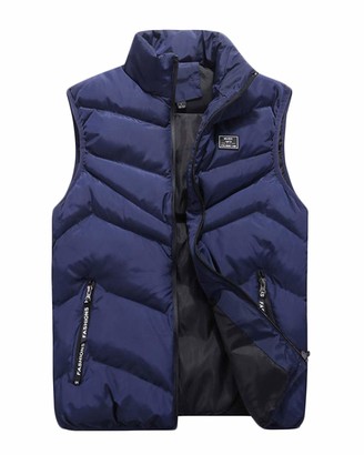ZongSen Mens Stand Collar Quilted Gilet Stand Collar Vest Body Warmer Sleeveless Student Down Jacket 
