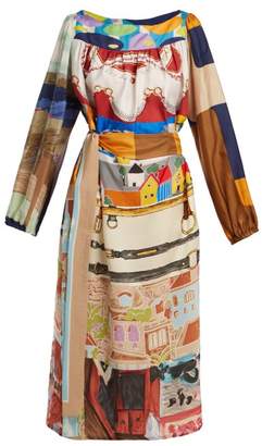 Rianna + Nina - Vintage Patchwork Silk Midi Dress - Womens - Multi