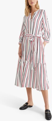 Tommy Hilfiger Polka Dot Stripe Midi Shirt Dress