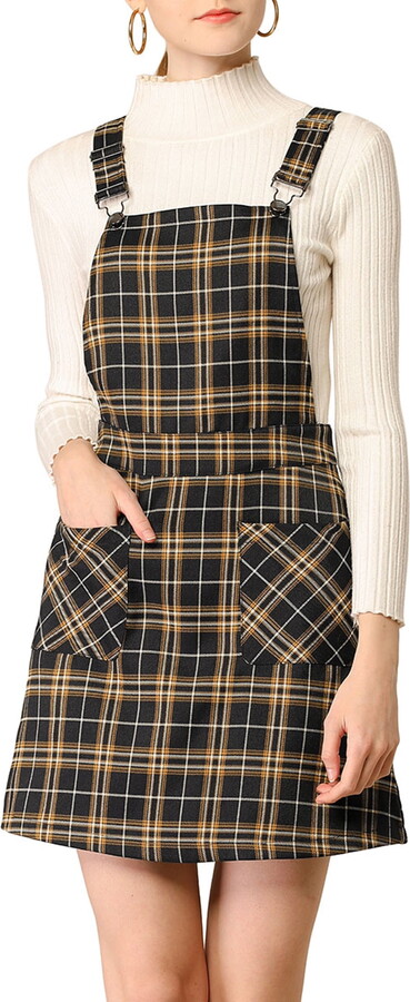 DARING DIVA Christmas Plaids Adjustable Strap Suspender Above Knee Dress XL Black-Brown