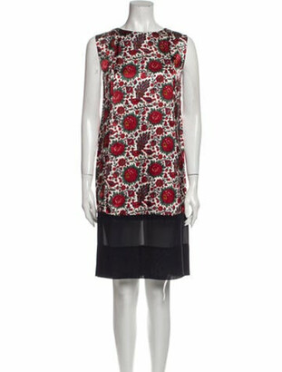 Balenciaga Floral Print Knee-Length Dress w/ Tags Red - ShopStyle