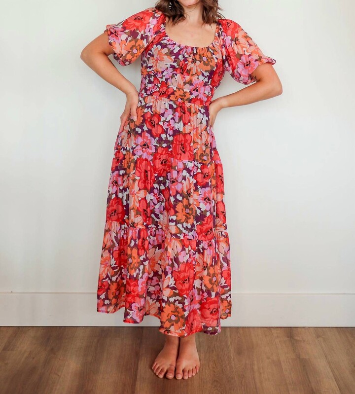 MinkPink Zanita Tiered Midi Dress In Bright Floral