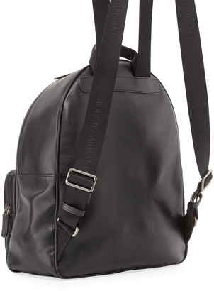 Giorgio Armani Calfskin Leather Backpack, Black