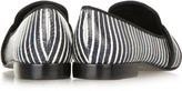 Thumbnail for your product : Tory Burch Evette striped snake-effect leather loafers