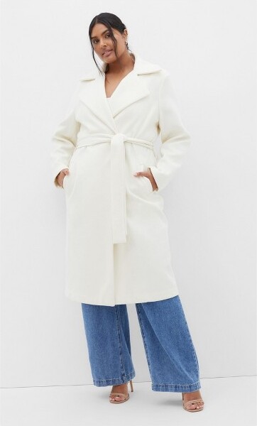City Chic CITYCHIC|RileyRowBeltedCoat-pearl|20W