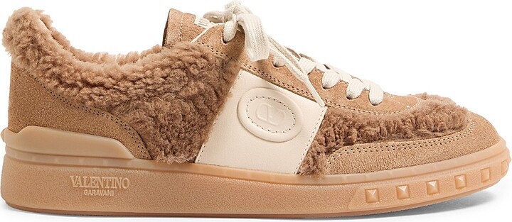 Women's Upvillage Sneakers in Wool and Crust Leather - Camel Glace - Size 7