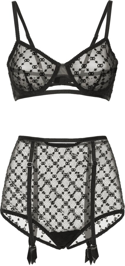 Gucci Embroidered tulle underwear set - ShopStyle Lingerie