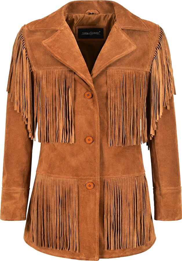 suede fringe jacket womens