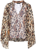 Thumbnail for your product : Rachel Zoe Ruffle-trimmed Leopard-print Chiffon Blouse