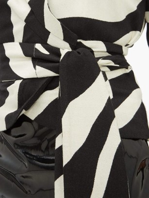 Elzinga - Zebra-jacquard Wrap Top - Black White