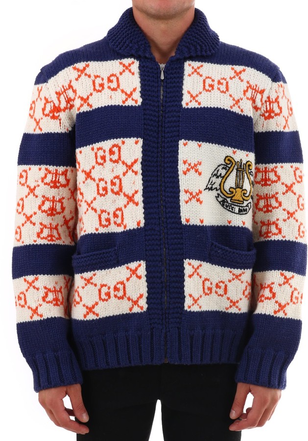 Gucci GG Striped Zip-Up Cardigan - ShopStyle