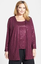 Thumbnail for your product : Marina 'Vermicelli' Sequin Jersey Jacket (Plus Size)