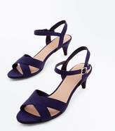 Thumbnail for your product : New Look Wide Fit Navy Suedette Kitten Heel Sandals