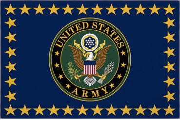 Ottomanson US Army Stars Logo Non-Slip Area Rug Man Cave Décor Bedroom, Blue