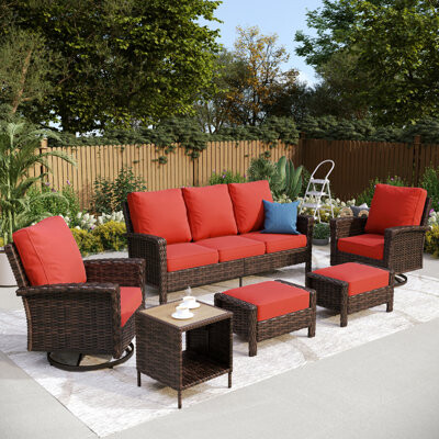 Alphamarts Outdoor Wicker Patio Conversation Furniture Set