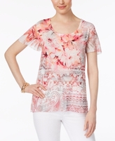 Thumbnail for your product : JM Collection Petite Embellished Printed Top, Created for Macy's