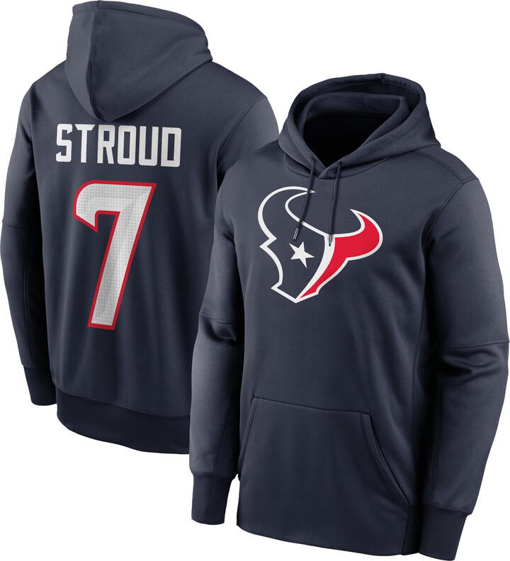 Men's Nike C.J. Stroud Navy Houston Texans Player Name & Number Performance Pullover Hoodie