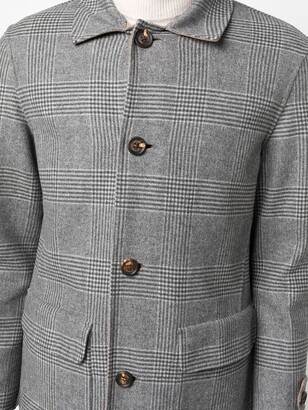 Eleventy Single-Breasted Checked Wool Coat