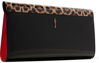 Christian Louboutin Vero Dodat Leopard-print Patent-leather Clutch - Black