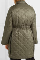 Thumbnail for your product : Burberry Hooded Belted Quilted Shell Coat - Army green