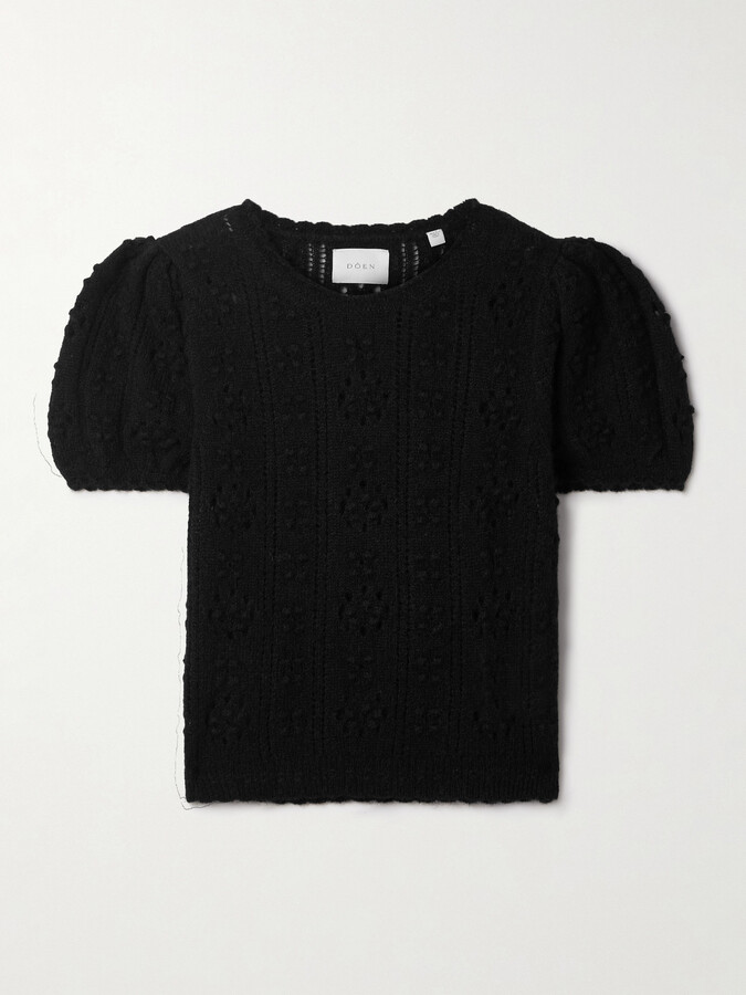 DÔEN Carena Pointelle-knit Alpaca-blend Top - Black