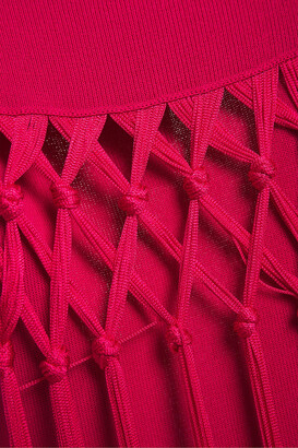 Roberto Cavalli Macrame Fringed Cutout Stretch-knit Maxi Dress
