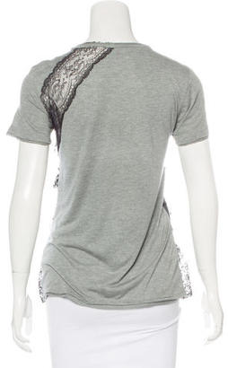 RED Valentino Short Sleeve Lace-Embellished Top