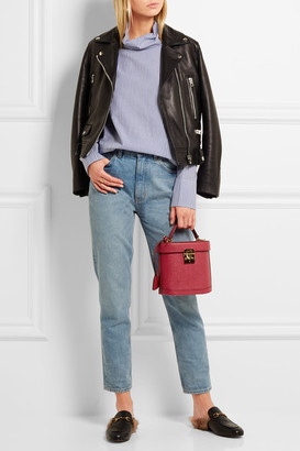 Mark Cross Benchley Textured-leather Shoulder Bag - Crimson