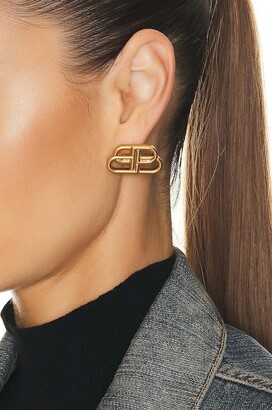 BALENCIAGA BB XS STUD ピアス ゴールド BB XS gold-plated stud earrings in gold - Balenciaga | Mytheresa