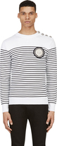 Thumbnail for your product : Balmain White & Black Lion Patch Mariner Sweater