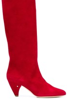 red calf length boots