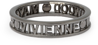 Vivienne Westwood Sterling Silver Westminster Ring -Gunmetal Size L