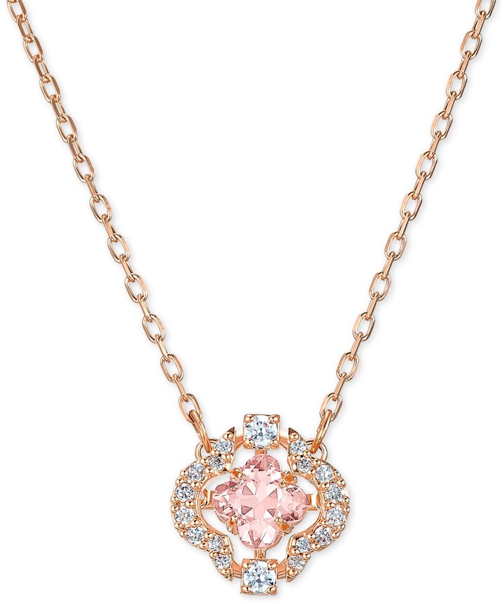 Buy Swarovski Florere pendant and brooch, Pavé, Flower, Pink, Gold-tone  plated