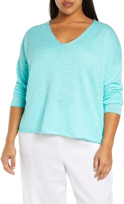 L $198 Eileen Fisher Sweater Petal Organic Linen Tunic S 