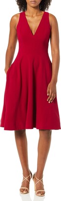 Dress the Population Women's Catalina Solid Sleeveless Fit & Flare Midi Dress