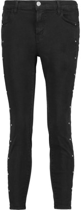 J Brand Alba studded cropped mid-rise skinny jeans