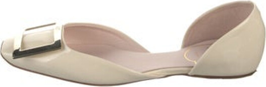 Roger Vivier Patent Leather D'Orsay Flats Neutrals Square-Toes Includes Box & Dust Bag