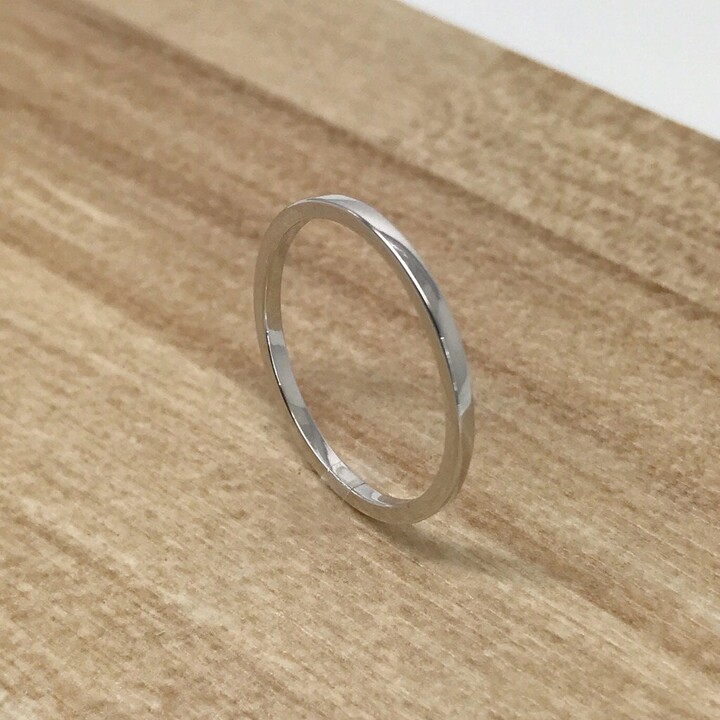 Etsy Eternally Yours Solid Gold Thin Ring Polished White Spacer Gaurd 14K Wedding Band Stack Stacking 1.25mm