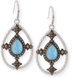 Armenta New World Blue Quartz Triplet Shield Drop Earrings with Diamonds