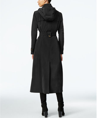 London Fog Petite Layered A-Line Maxi Trench Coat