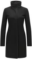 Slim-fit virgin wool blend coat with piping