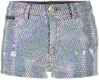 Philipp Plein Embellished Distressed Detail Shorts