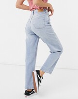 Thumbnail for your product : Monki Zami cotton straight leg jeans in bleach wash - MBLUE
