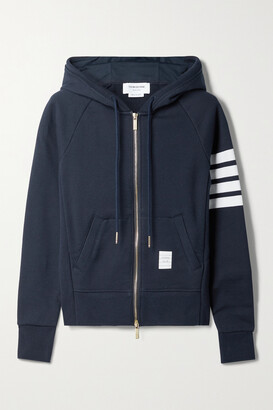 Thom Browne Striped Cotton-jersey Hoodie - Blue